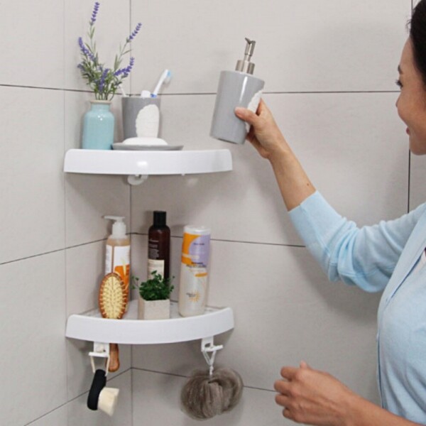 STAR PLANET SHOP,[국내생산] 미러선반 3세트 초강력 압착식 흡착 무타공 화장실 주방 코너 욕실선반