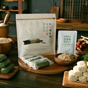 [아침대용] 제주해풍쑥 현미찹쌀 인절미 40팩 국내산 현미 찹쌀 콩고물 쑥인절미