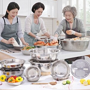 [올스텐] 킹스텐 대야세트 10종 스텐 믹싱볼 스텐대야 채반 스텐다라이 스테인레스 양푼이